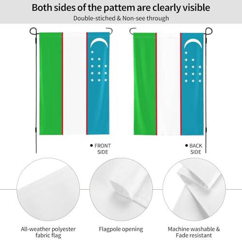 Özbekistan Bayrağı Bahçe Bayrakları Dış Mekan 12.5