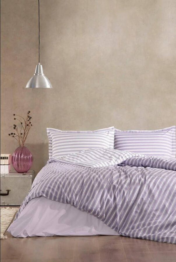 Ozdilek Double Bed Ranforce Bedding Set Trioline Purple - 1