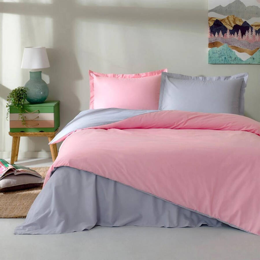 Ozdilek Double Ranforce Bed Linen Set Colormix Pink Gray - 1