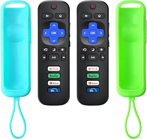 (Pack of 2) Universal TV Remote Compatible with Roku TV with Soft Protective Case, Replacement Remote for TCL Roku/for Hisense Roku/for Onn Roku TV(Not for Roku Stick and Box), Black - 1