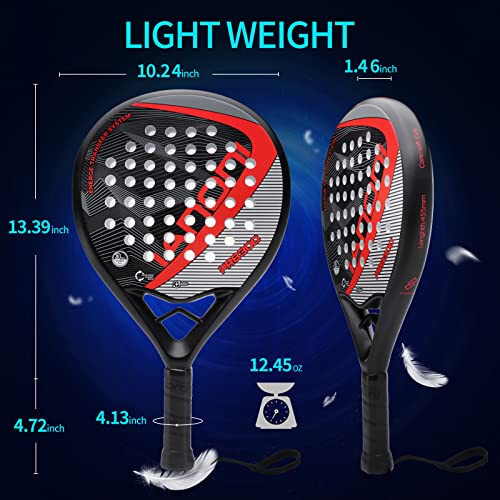 Padel Racket Carbon Fiber Surface with EVA Memory Flex Foam Core Lightweight Padel Racquet - 2