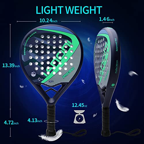 Padel Racket Carbon Fiber Surface with EVA Memory Flex Foam Core Lightweight Padel Racquet - 2