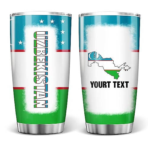 Padovo Personalized Uzbekistan Tumbler Continent Map Of The Country Uzbekistan Tumblers Cup With Lid 20oz with Text Unique Birthday Christmas Souvenir Gifts Idea Insulated Stainless Steel Travel Mug - 1