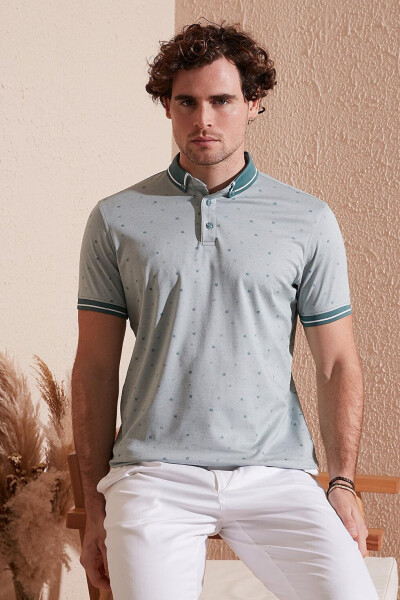 Pamuk Karışımlı Desenli Slim Fit Polo T Shirt 646B3210 - 2