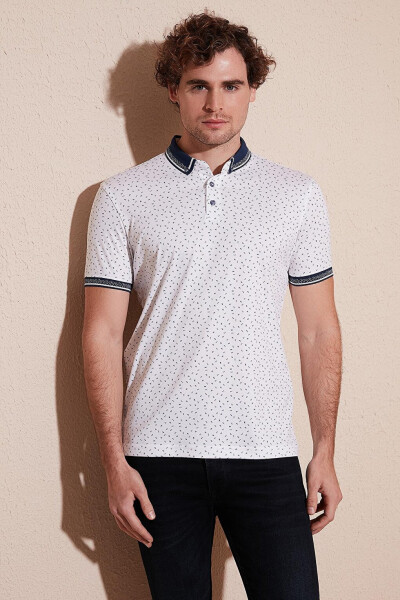 Pamuk Karışımlı Desenli Slim Fit Polo Tişört 646B3200 - 1