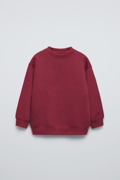 Pamuklu Basic Sweatshirt - Şarap rengi - 6