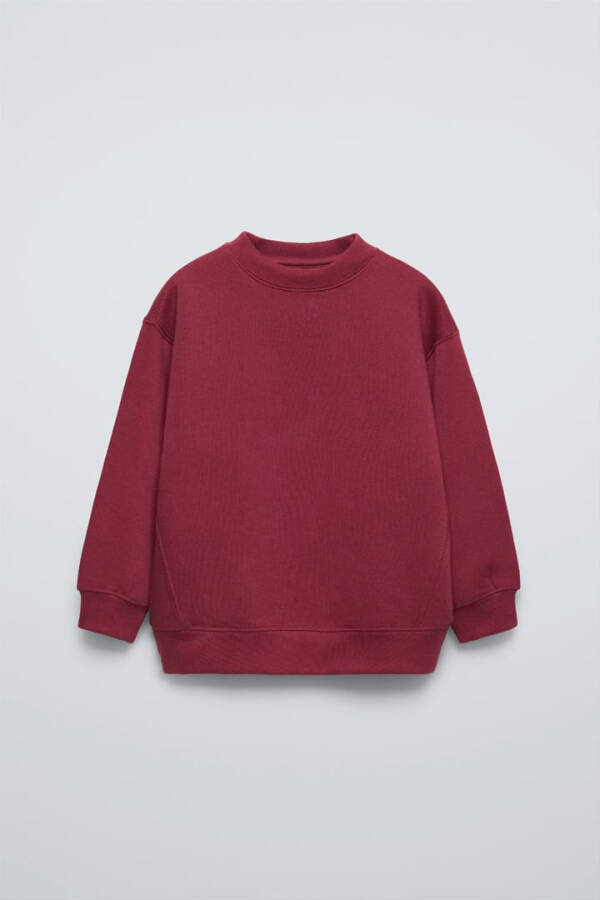 Pamuklu Basic Sweatshirt - Şarap rengi - 6