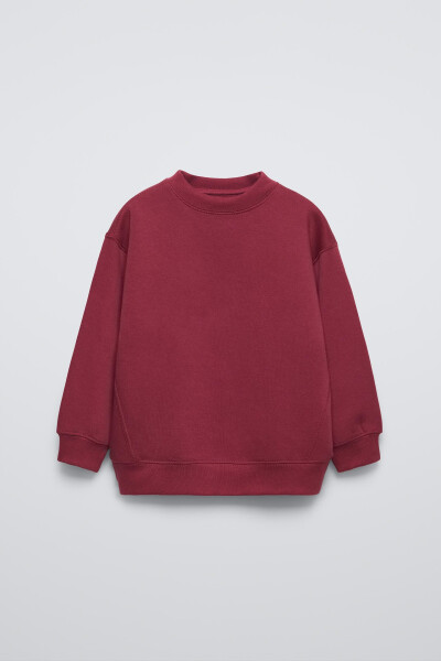 Pamuklu Basic Sweatshirt - Şarap rengi - 7