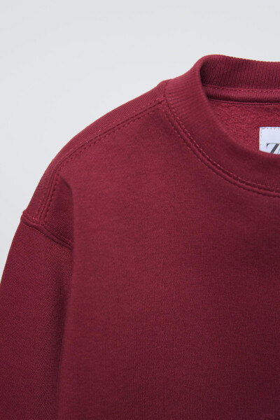 Pamuklu Basic Sweatshirt - Şarap rengi - 9