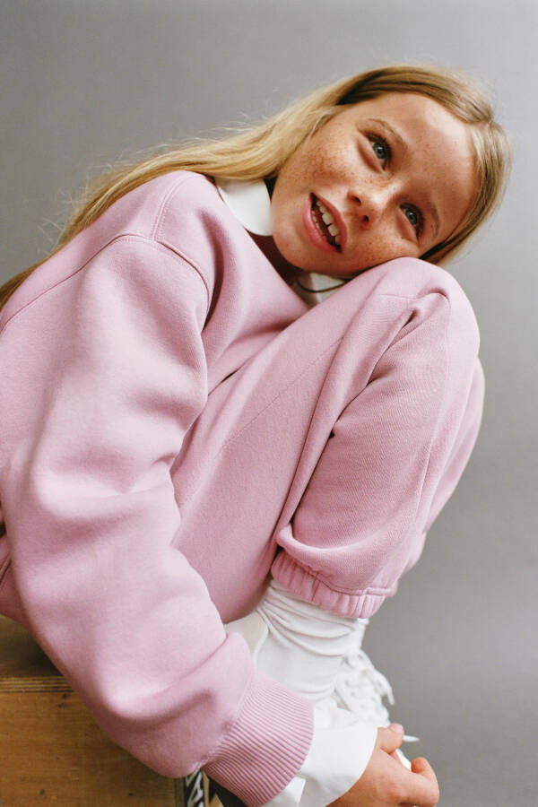 PAMUKLU BASIC SWEATSHIRT-Pembe - 6