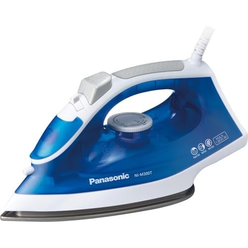 Panasonic 1500W Advanced Titanium Coated Sole Plate, Vertical Steam/Dry Iron, Standard, Blue/White - 1