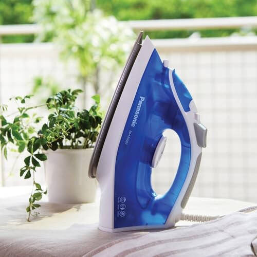 Panasonic 1500W Advanced Titanium Coated Sole Plate, Vertical Steam/Dry Iron, Standard, Blue/White - 3