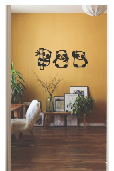 Panda 3-Piece Wall Decor Black Wood - 2