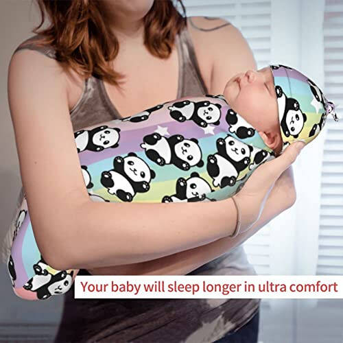 Panda Newborn Swaddle Blanket With Hat Set Baby Stuff Receiving Blankets Soft Transition Sleep Sacks Gifts For Infant Boys Girls - 41