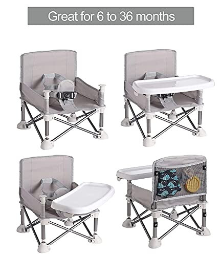 PandaEar Portable Baby Seat Travel | Compact Fold with Straps for Indoor/Outdoor Use | Great for Camping, Beach, Lawn | Toddlers, Kids, Boys, Girls (Grey) - 32