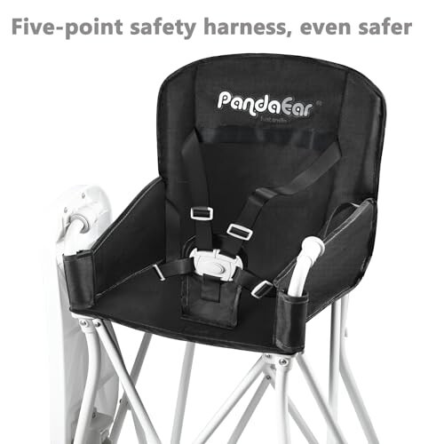 PandaEar Portable High Chair for Babies and Toddlers, Foldable HighChair with Tray, Baby Travel Dining Chair for Indoor & Outdoor -Black - 34