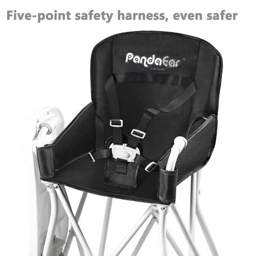 PandaEar Portable High Chair for Babies and Toddlers, Foldable HighChair with Tray, Baby Travel Dining Chair for Indoor & Outdoor -Black - 28