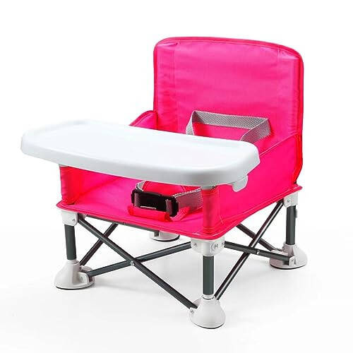 PandaEar Portable Travel Booster Seat with Tray | Folding Baby Seat Booster High Chair for Dining Table | Compact Camping Chair for Lawn, Beach Indoor/Outdoor Use | Toddlers, Kids (Pink) - 15