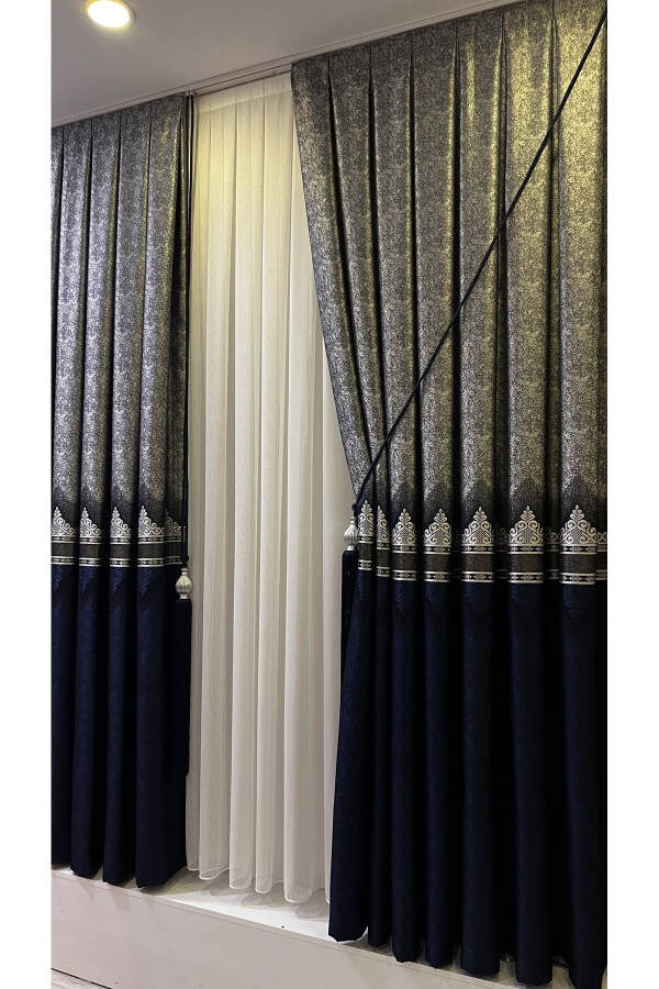 Panel Backdrop Curtain Navy Silver (Single Wing) - 9