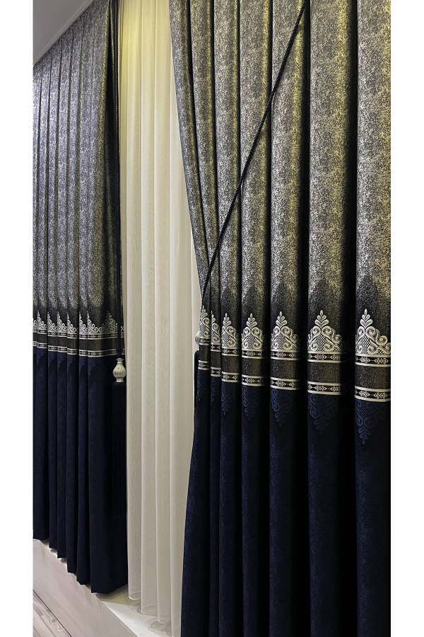 Panel Backdrop Curtain Navy Silver (Single Wing) - 11