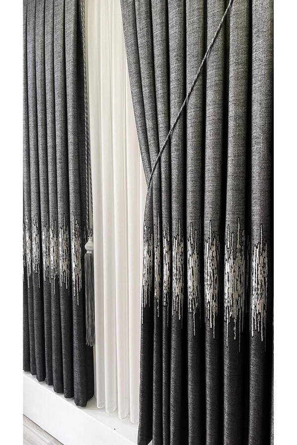 Panel Background Curtain Anthracite Silver (Single Wing) - 2