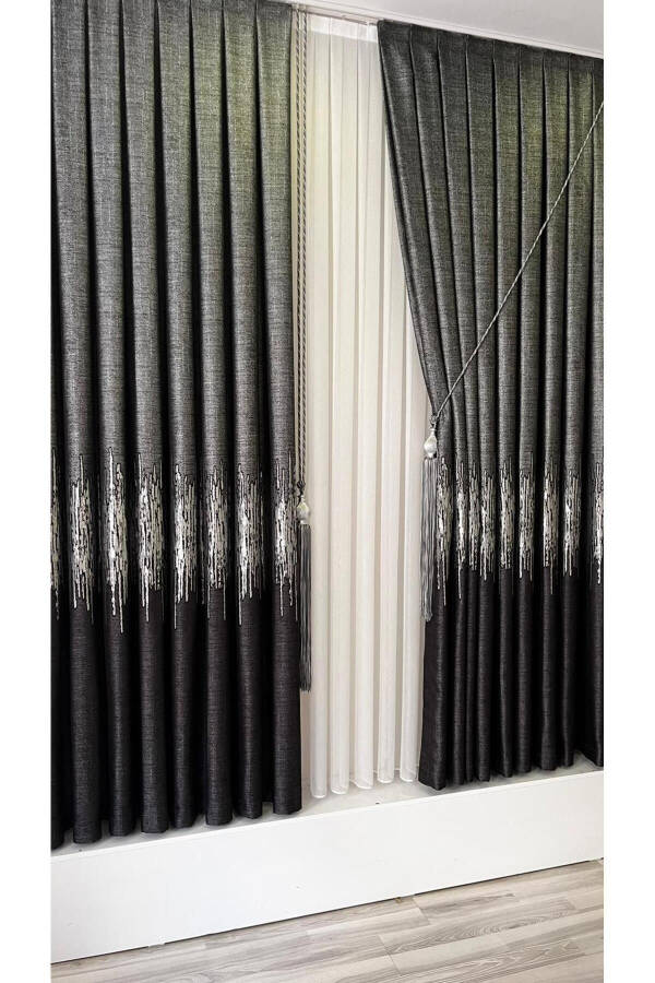 Panel Background Curtain Anthracite Silver (Single Wing) - 3