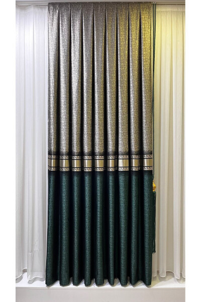 Panel Curtain Emerald Green Gray (Single Wing) - 1