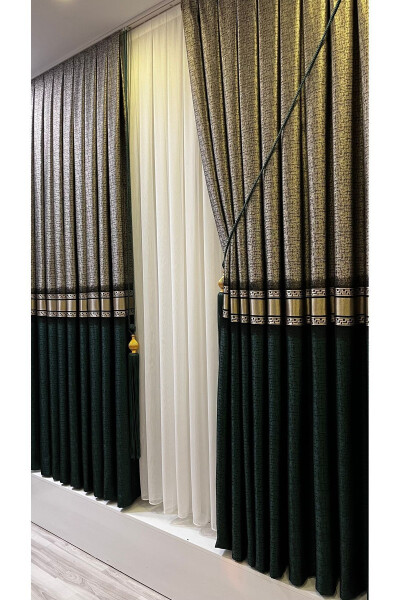 Panel Curtain Emerald Green Gray (Single Wing) - 2