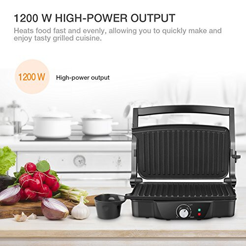 Panini Maker, iSiLER 2 Slice Panini Press Grill, Sandwich Maker Non-Stick Coated Plates, Opens 180 Degrees for Panini - 3