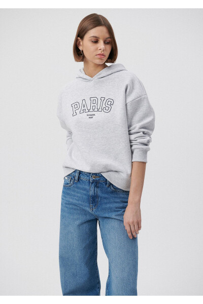 Paris Baskılı Kapüşonlu Gri Sweatshirt 1611989-85524 - 20