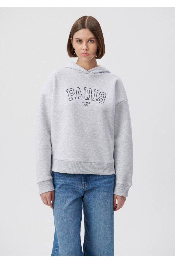 Paris Baskılı Kapüşonlu Gri Sweatshirt 1611989-85524 - 21