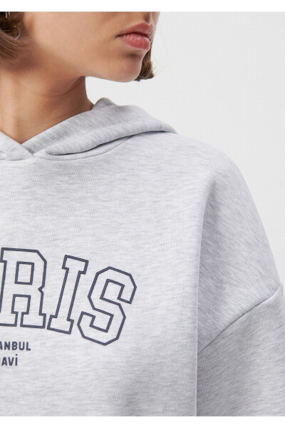 Paris Baskılı Kapüşonlu Gri Sweatshirt 1611989-85524 - 11