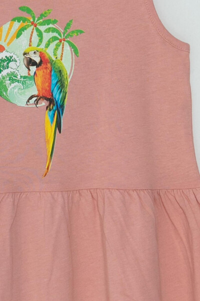 Parrot Printed Strappy Girl's Dress - 3