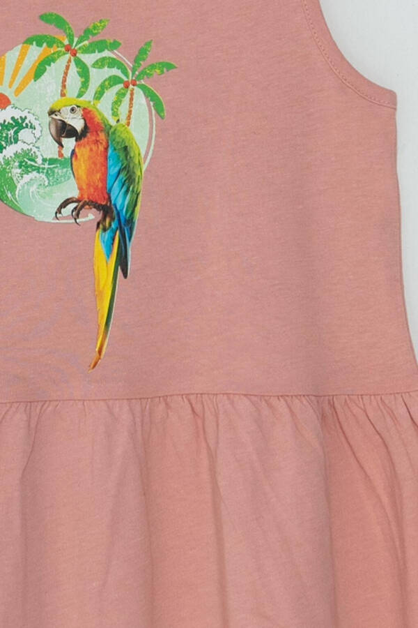 Parrot Printed Strappy Girl's Dress - 3