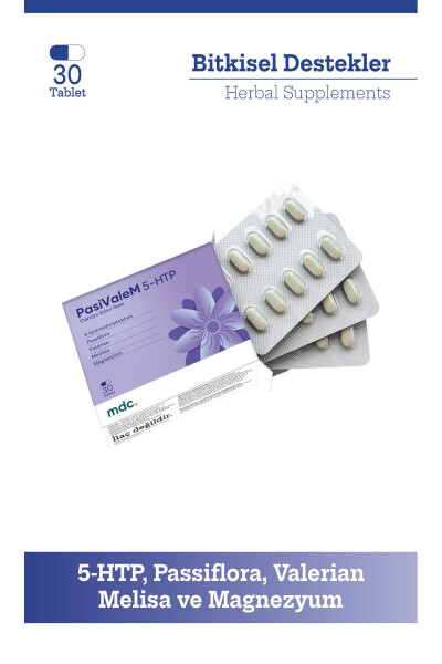 Pasivalem 5-htp Takviye Edici Gıda 30 Tablet (5-HTP, PASİFLORA, VALERİAN, MELİSA, MAGNEZYUM) - 2