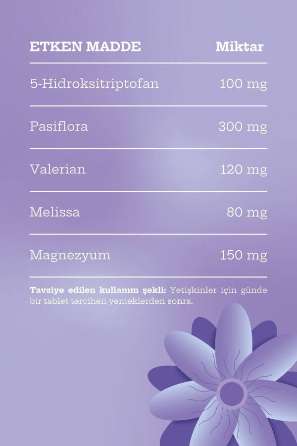 Pasivalem 5-htp Takviye Edici Gıda 30 Tablet (5-HTP, PASİFLORA, VALERİAN, MELİSA, MAGNEZYUM) - 6