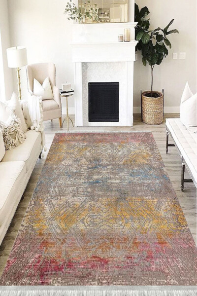 Pastel Eco Punto Non-Slip Washable Antibacterial Digital Print Pastel Rug Runner - 6