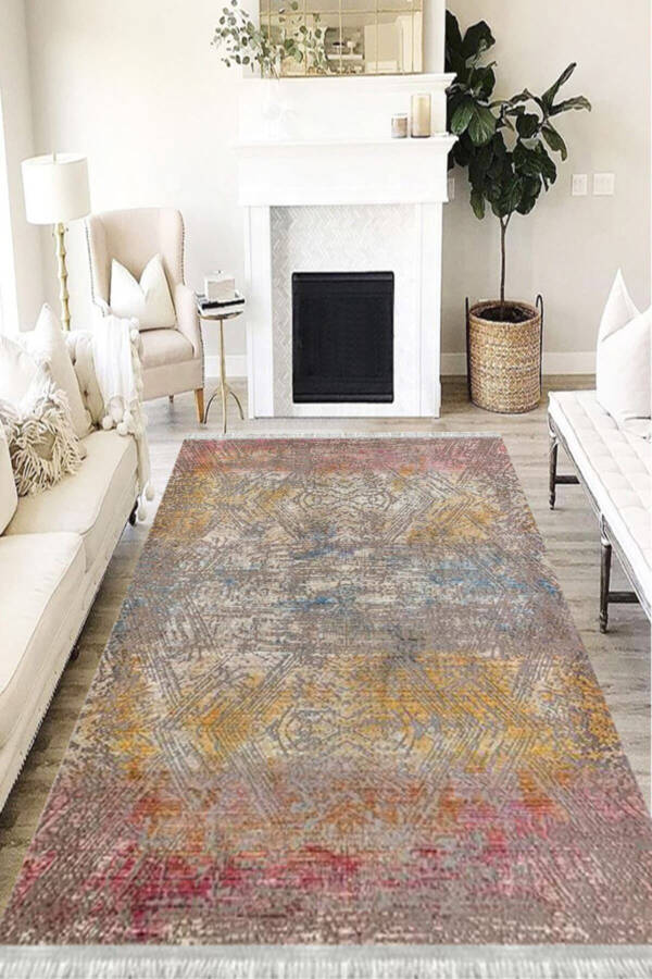 Pastel Eco Punto Non-Slip Washable Antibacterial Digital Print Pastel Rug Runner - 1