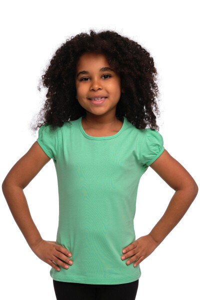 Pastel Green Basic Baby Girl Snap Button Round Neck Watermelon Sleeve T-Shirt - 5