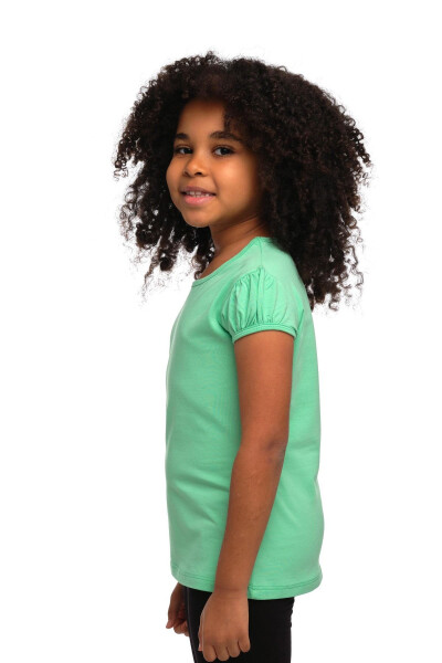 Pastel Green Basic Baby Girl Snap Button Round Neck Watermelon Sleeve T-Shirt - 6