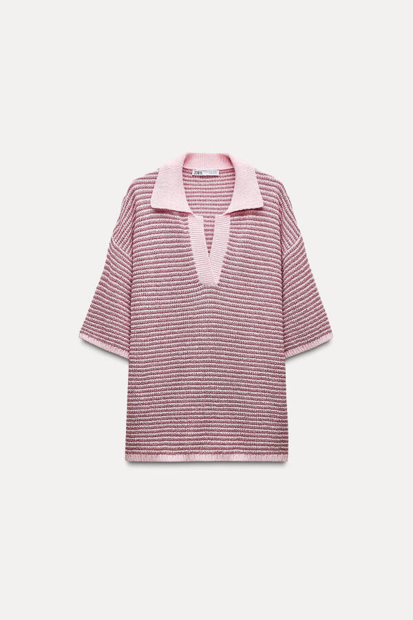 Pastel pembe polo yaka triko kazak - 6