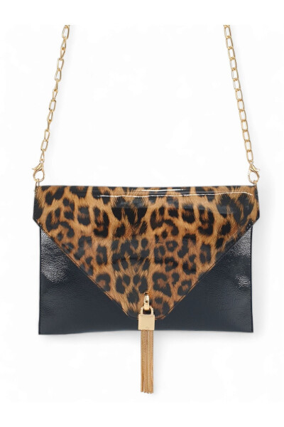 Patent Leather Leopard Print Chain Strap Women's Portfolio & Clutch Bag - 9