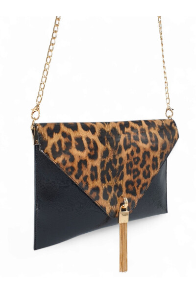 Patent Leather Leopard Print Chain Strap Women's Portfolio & Clutch Bag - 13