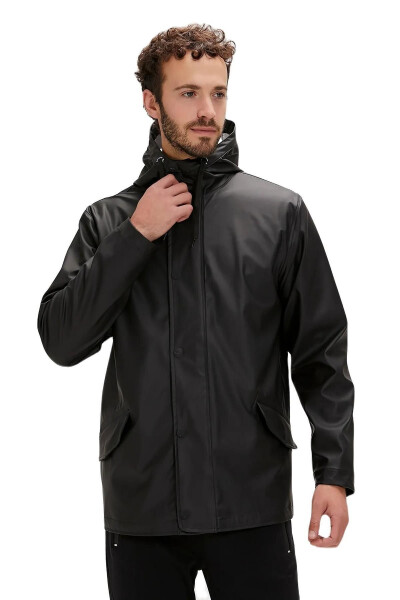 Patrol Raincoat Black Men's Hooded - 3