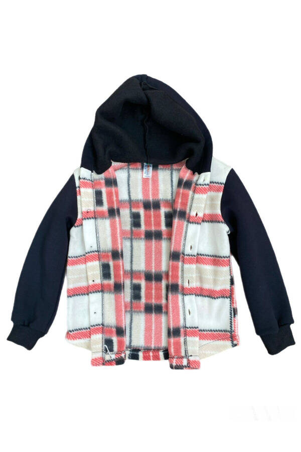 Patterned Buttoned Soft Fleece Unisex College Kids Jacket Cardigan - 1