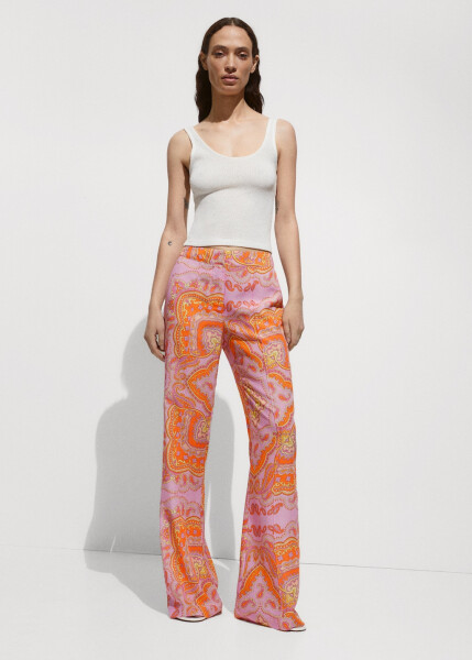 Patterned lyocell trousers - Pink - 7