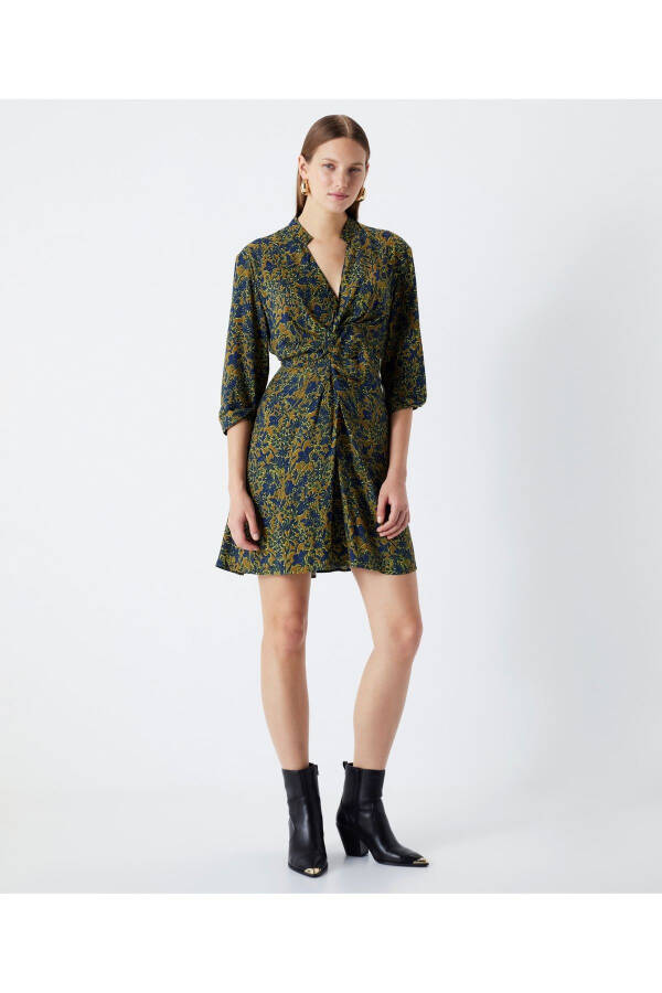 Patterned mandarin collar dress - 7