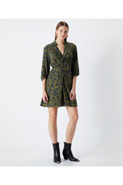 Patterned mandarin collar dress - 2