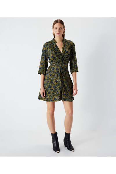 Patterned mandarin collar dress - 4