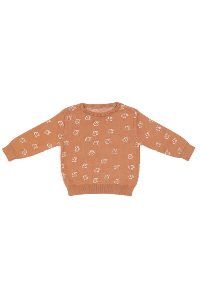 Patterned Organic Cotton Baby And Child Sweater Brown - 1